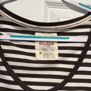 Hollister Chocolate and Cream Striped Tee